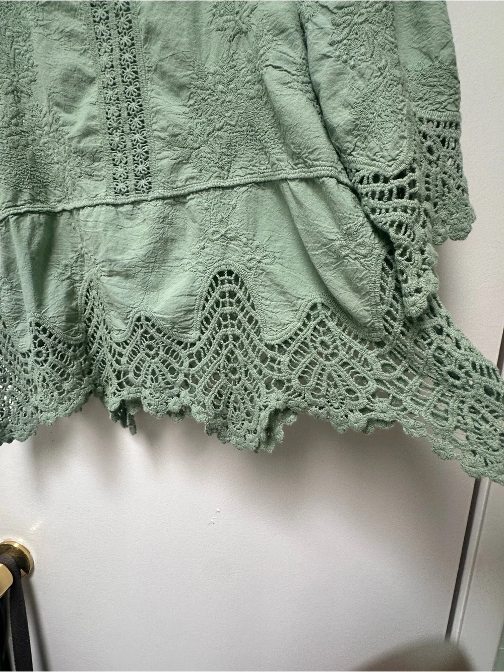Democracy Sage Green Crochet-Trim Peasant Tunic - Picture 4 of 10